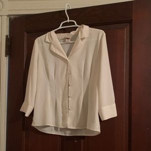 Covington Petite Button Up Long Sleeve Blouse